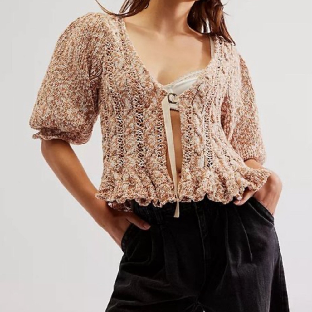FREE PEOPLE MEDIUM PUFF SLEEVE CARDIGAN